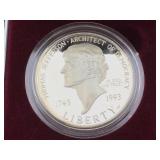 Silver commerative dollar in box jefferson