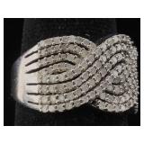 Sterling silver ring with diamonds sz 6