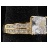 14K Gold Ring CZ 3.8g sz 8