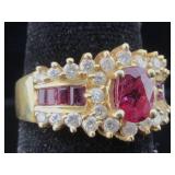 14K Gold Ruby and Diamond Ring 8 g sz 8