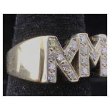 14K Gold ring diamonds 9.8g sz 10.5