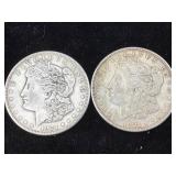 2-Silver Morgan dollars