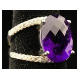 Sterling Silver ring with gemstone sz 7