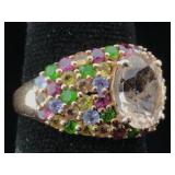 Sterling Silver ring with gemstone sz 7