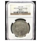 1923 Silver Peace dollar MCCLAREN collection NGC