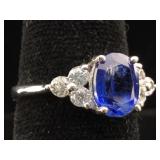 New Sterling Silver Ring with Gemstone - Size 7