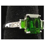 New Sterling Silver Ring with Gemstone - Size 7