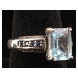 New Sterling Silver Ring with Gemstone - Size 7