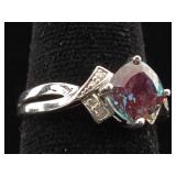 New Sterling Silver Ring with Gemstone - Size 7
