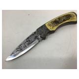 NIB Bud K custom fantasy Dragon folder knife.