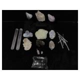 Assorted stone and crystal specimens, fragments