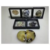 Stone fragments and specimens. Smoky quartz,