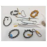 Assorted sparkling costume jewelry.