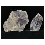 Rose quartz slices with natural occlusions.