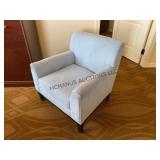 MGM Hotel light blue corduroy chair