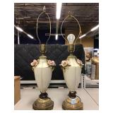 Pair Vintage capodimonte style lamps.