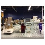 Cuisinart food processor and Assorted glassware. Cuisinart food processor and Assorted glassware.