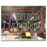 Bud Light neon sign. Powers on. Bud Light neon sign. Powers on.
