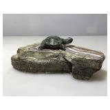 Stone Turtle on Rock. Missing One Arm Stone Turtle on Rock. Missing One Arm