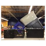 Crates and storage bins. Crates and storage bins.
