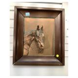 Antique/ vintage bronze horse plaque in an