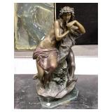 A. Kuhne, bronze n marble, Mother Deer, 31 inches