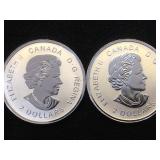 2- 1/2 OZ. .9999 SILVER CANADIAN COINS, 2 x $