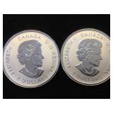 2- 1/2 OZ. .9999 SILVER CANADIAN COINS, 2 x $