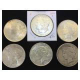 6 - MORGAN & PEACE SILVER DOLLARS, 6 x $