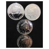 4- 1 OZ. FINE SILVER  BRITANNIA 2 pound coins, 4
