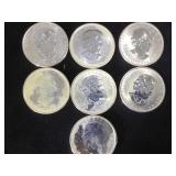 7- 1- OZ. .9999 CANADIAN COINS, 7 x $