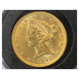 1900 GOLD $5 HALF EAGLE