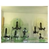 Lot of Hand Blown Vaseline Glass, candy dish,