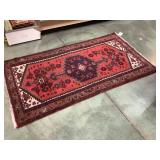 Hand tied oriental rug, 42 x 77 inches