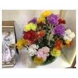 Chinese type planter with floral arrangement,