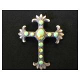 Sterling & Turquoise Navajo Cross Pendant/