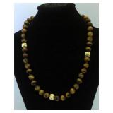 14k GOLD & Tigers Eye necklace, 15 in length