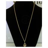 14k GOLD CHAIN W/ 22-24k GOLD NUGGET PENDANT, 20