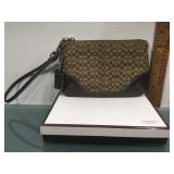 Coach Skinny Wristlet Khaki Signature Print