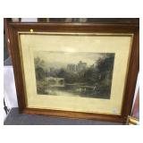 Framed color etching artwork by David Law 41x33