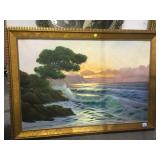 Framed canvas painting signed by artist 29X41