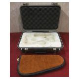 Lined hard shell double gun case & leather soft