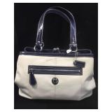 Coach Off White Wavy blue leather frame case tote