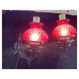 Pr iron Victorian style bracket lamps, electric,