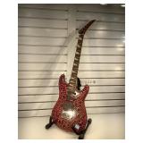 Kimaxe Electric Guitar, red/ black crackle