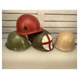 4 Military Helmets, various eras