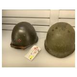 2 Military helmets, US and Russia