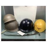 3 Military helmets, extra liner,French, German