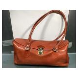 Valentina Red Leather Snap Lock Shoulder Bag -