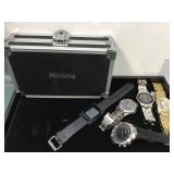 Lot of watch parts & Vaultz pencil box